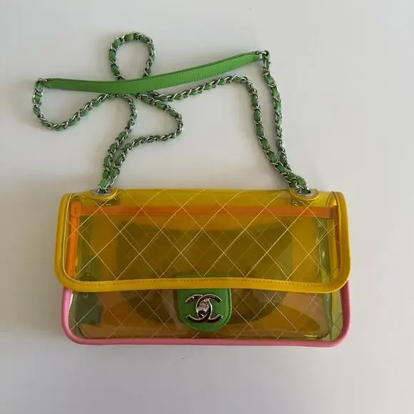 Chanel 18S Coco Splash Pastel Rainbow PVC Medium Flap Bag - Picture 2 of 11